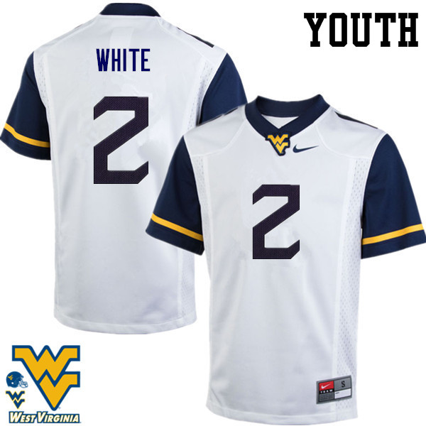 Youth #2 KaRaun White West Virginia Mountaineers College Football Jerseys-White - Click Image to Close